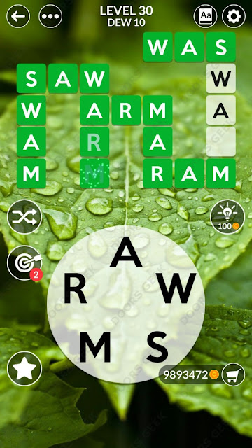 Wordscapes Level 30 answers, cheats, solution for android and ios devices.