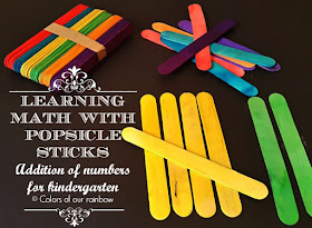 Learning Math with Popsicle Stick : addition of numbers for kindergarten @https://colorsofourrainbow.blogspot.com/