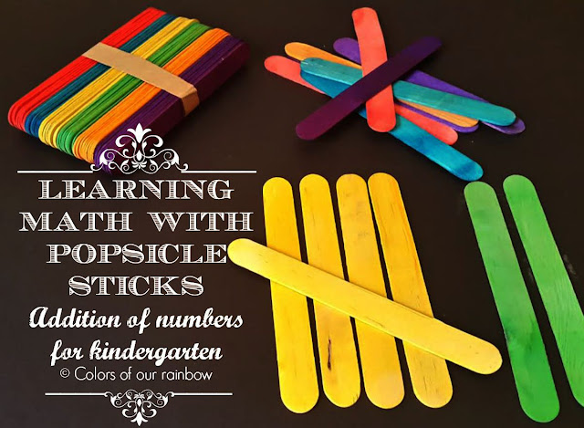 Learning Math with Popsicle Stick : addition of numbers for kindergarten @https://colorsofourrainbow.blogspot.com/