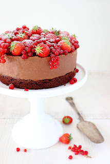 Chocolade cheesecake met rood fruit