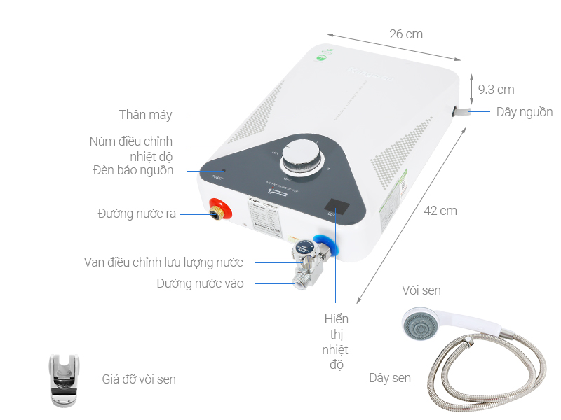 Máy nước nóng trực tiếp Kangaroo 4000W KG589GP