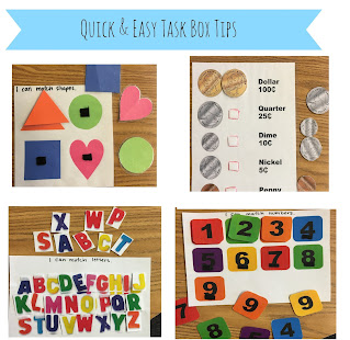 Quick and easy task box ideas for special education