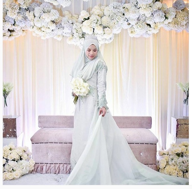 gaun pengantin putih muslimah