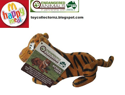 McDonalds Endangered Animals Happy Meal Toys 2008 Bengal Tiger with Tags