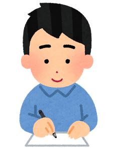 紙に何かを書く人のイラスト（男性）