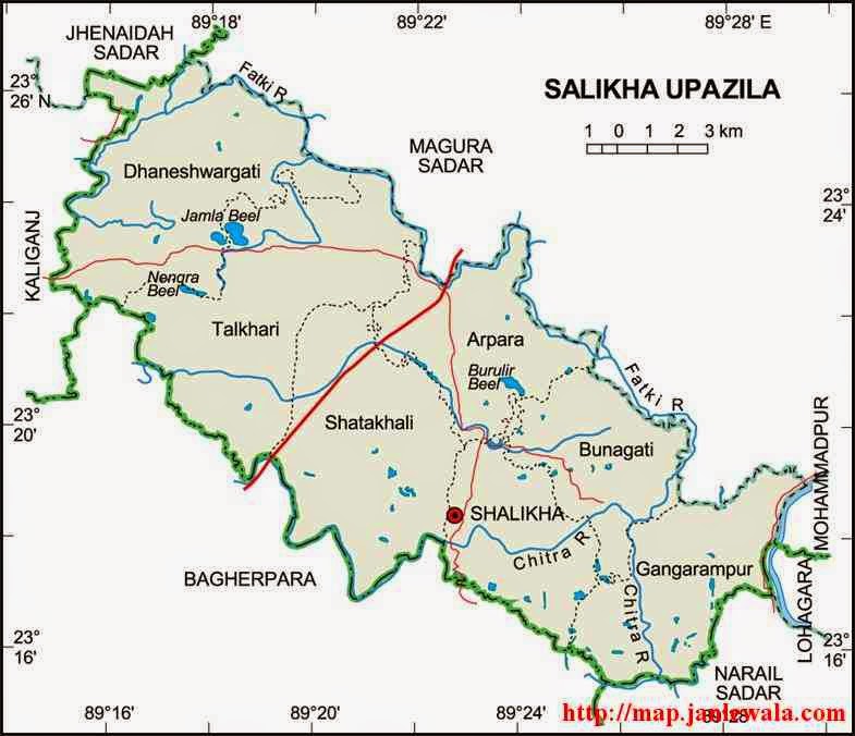 shalikha upazila map of bangladesh