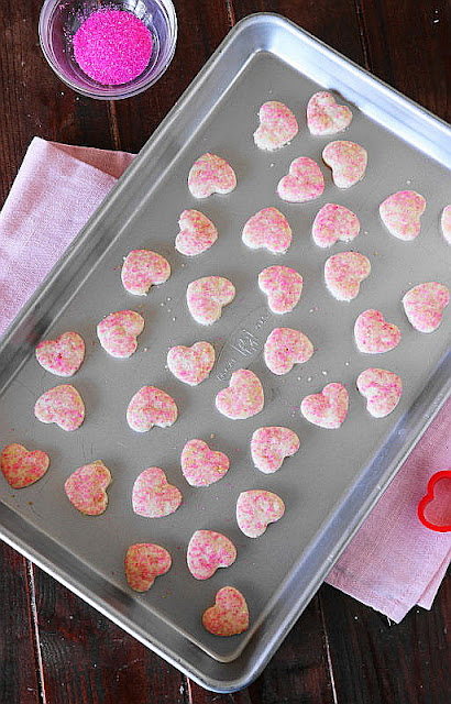 Baked Small Center Cut-Out Hearts on Baking Sheet Image