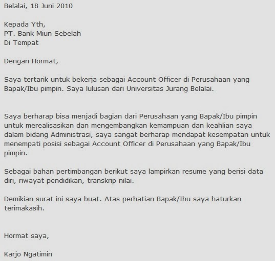 Contoh application letter bahasa indonesia - reportspdf868 