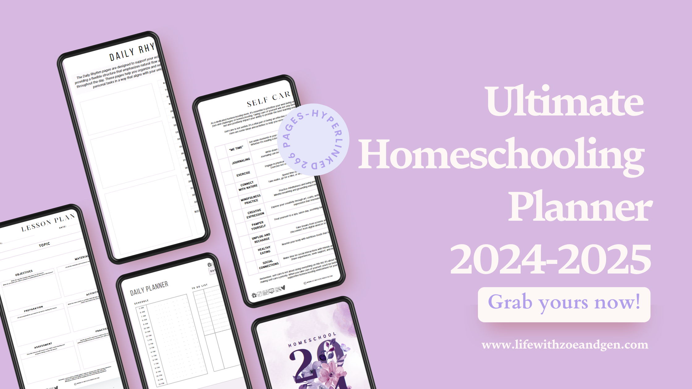 Cover of the Ultimate Digital Homeschooling Planner featuring vibrant colors and an organized layout.
