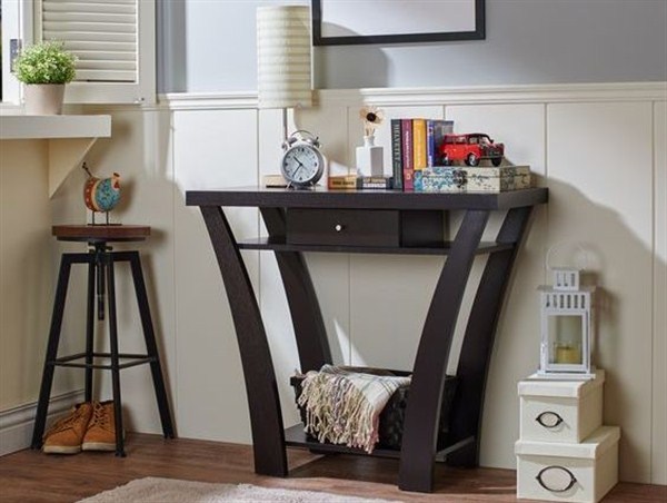 slim console table with drawers