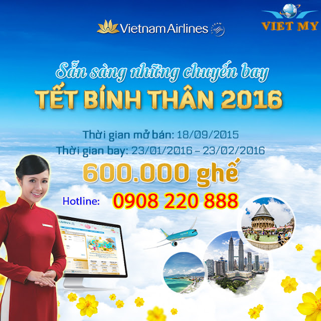 Vietnam Airline mở bán vé máy bay tết 2016