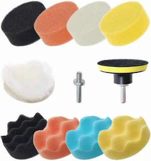 11Pcs Sponge Buffing Polishing Waxing Pad Kit Foam Polish Pad Set for Car Polisher Buffer with Drill Adapter Hown - store