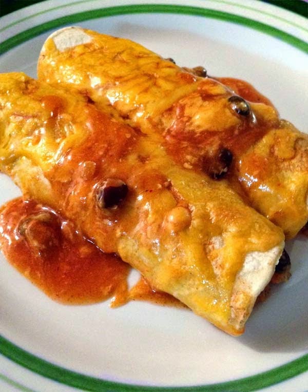 Simple Black Bean and Cheese Enchilada Recipe. Tasty Vegetarian Dish That Can Be Made In 30 Minutes Or Less.