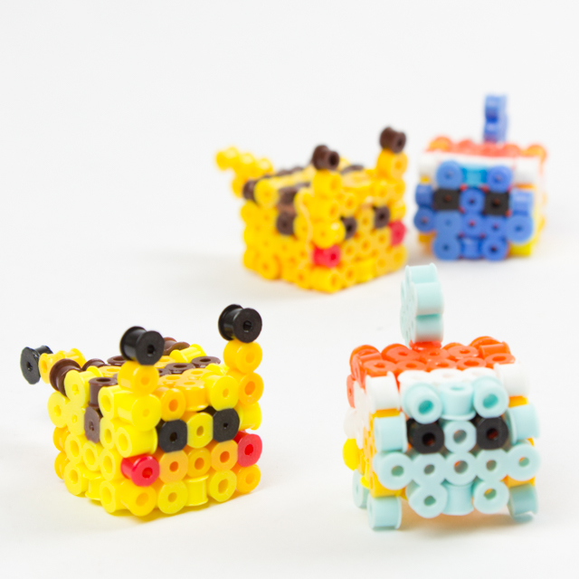 how to make 3d perler bead pokemon- pikachu and squirtle (free patterns)