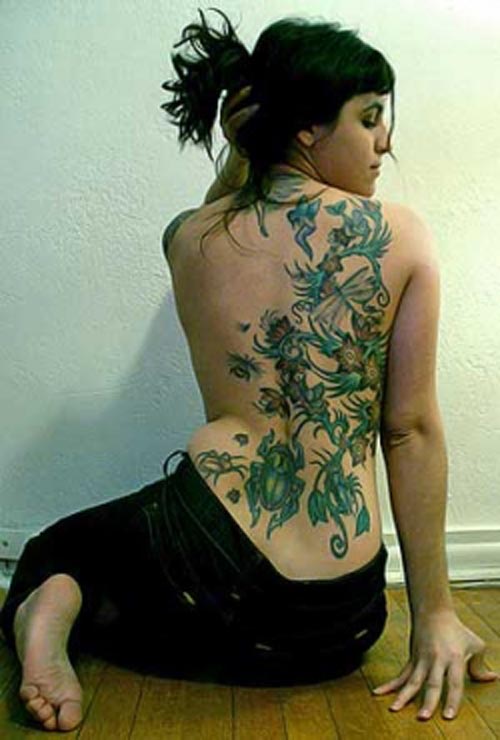 Flower Lily Vine Back Tattoo Designs For Girls 2011