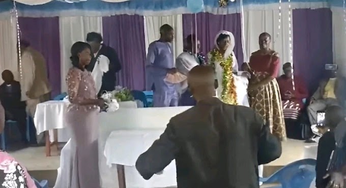 Mambo yamechemka:Dramatic Chaos Ensues at Nakuru Wedding as Woman Attempts to Stop Husband from Marrying House Help