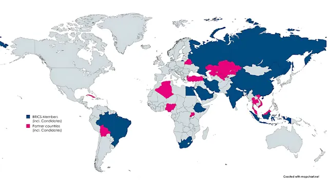 Map of BRICS nations in 2025