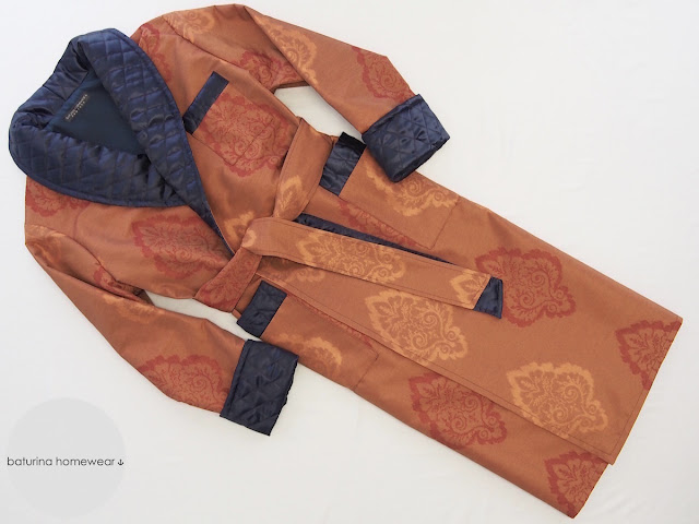 classic luxury cotton men dressing gown sulka quilted lapel traditional victorian dress robe orange blue long silk lined