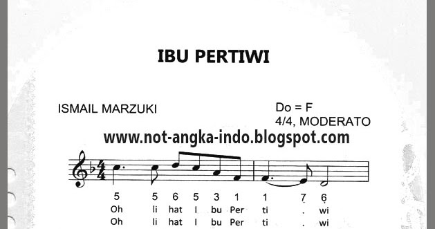 Not Angka Lagu Ibu Pertiwi - Not Angka Lagu Indonesia