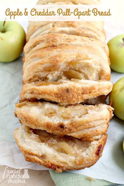 Sweet apples, mild cheddar, warm spices, & a touch of maple sweetness come together perfectly in this easy to make Apple Cheddar Pull-Apart Bread.