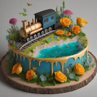 Classic train along a river