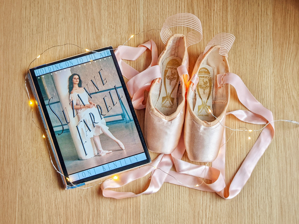 Autobiography Holding On To the Air by Suzanne Farrell, fairy lights, and pointe shoes.