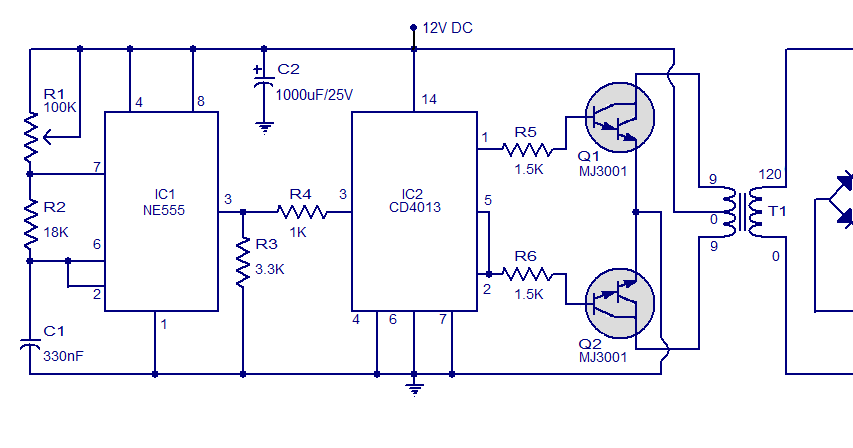 Schematic & Wiring Diagram:  to hand Circuit 12V to 120V DC  