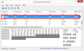 Vista firmwaretablesview