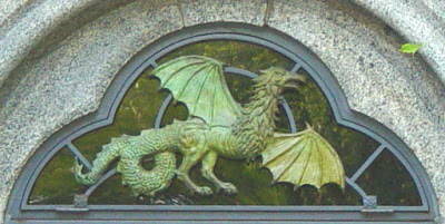 A cockatrice overdoor at Belvedere Castle in New York's Central Park.