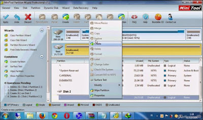 Tampilan Mini Tool Partition  