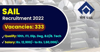 333 Posts - Steel Authority Of India Limited - SAIL Recruitment 2022 - Last Date 30 September at Govt Exam Update