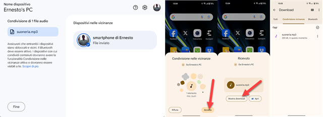 trasferimento del file su android