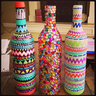 Recycle craft; decorative painted bottle ideas