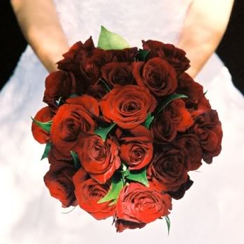Fresh red roses wedding bouquet