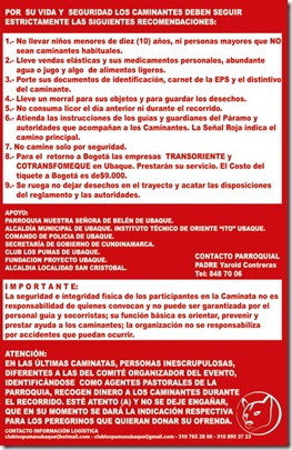 Caminata Ubaque recomendaciones