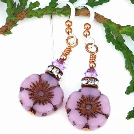 easter mothers day pink flower earrings gift