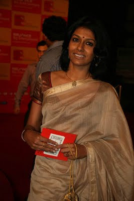 Nandita Das in Plain Zari Saree