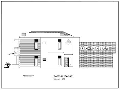 Contoh Gambar Kerja Rumah Minimalist 2 Lantai Tampak Samping