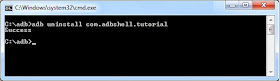 running adb uninstall command in Android SDK