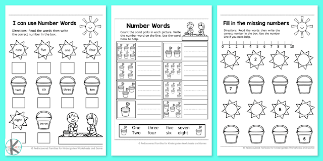 Free Summer Kindergarten Math Worksheets