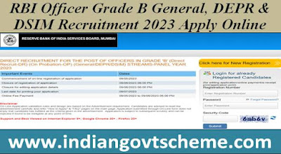 RBI Officer Grade B General, DEPR & DSIM Recruitment