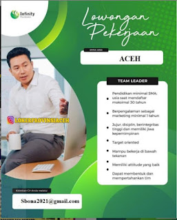 Lowongan Kerja Team Leader PT. Infinity Plus Solution Lulusan SMA