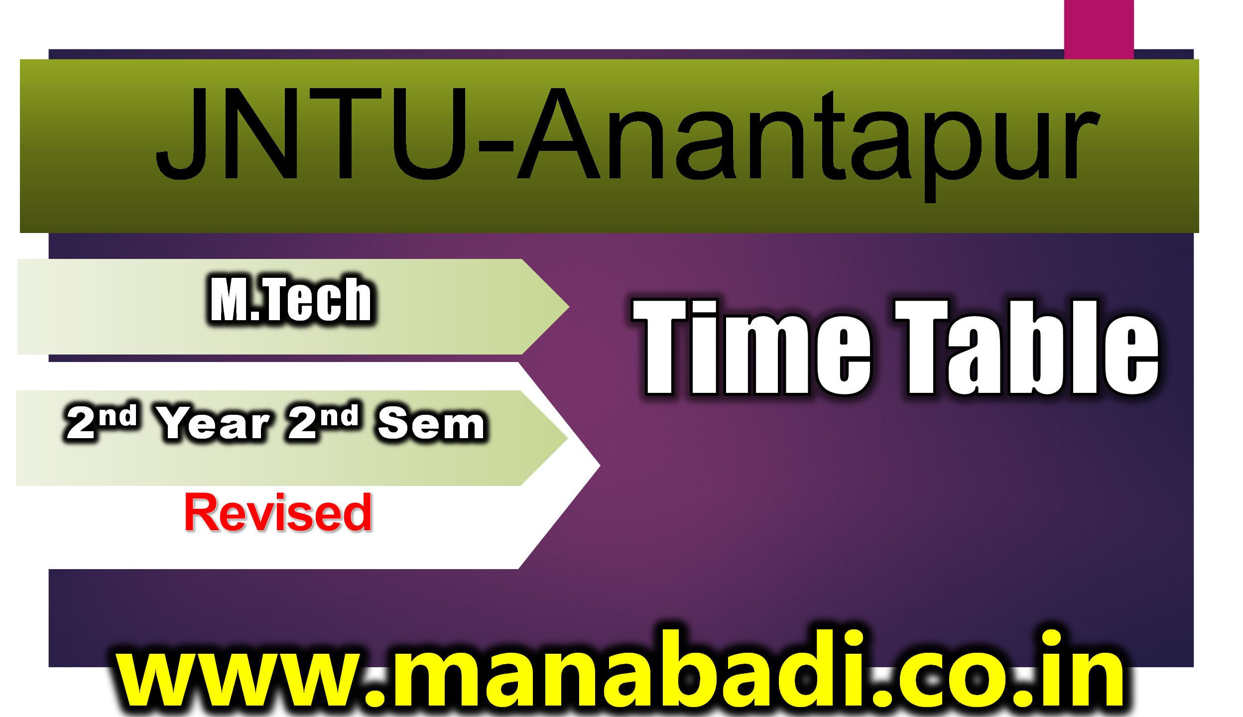 JNTU-Anantapur M.Tech 2nd Sem R21 Feb 2024 Revised Exam Time Table