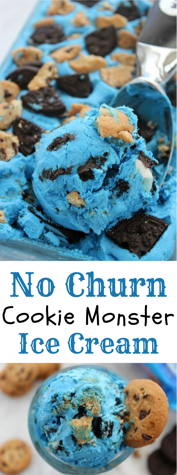 No Churn Cookie Monster Ice Cream #Dessert #IceCream