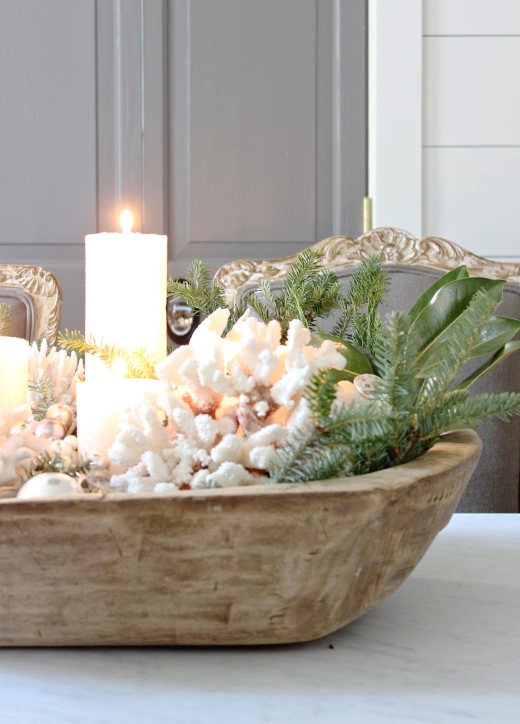 Simple Christmas Displays with Bowls | Coastal Christmas Decorating Ideas Inspried by Simplicity and Minimalism