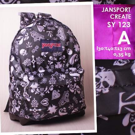 jual online tas ransel jansport kanvas kw murah motif skull