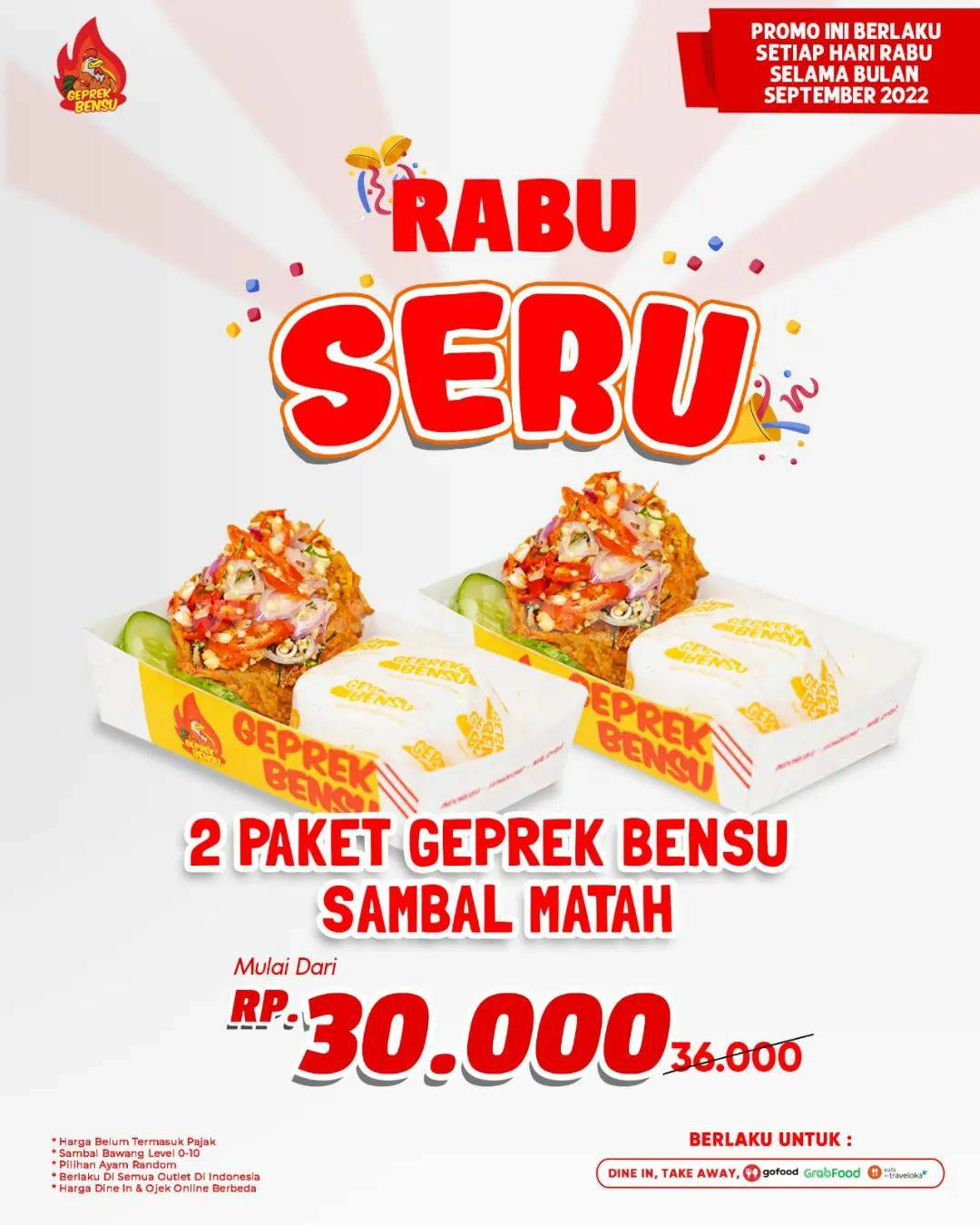 GEPREK BENSU Promo RABU SERU – 2 Paket Sambal Matah mulai 30RB