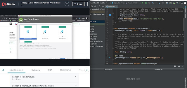 kursus Udemy yang berjudul “​Happy Flutter - Membuat Aplikasi Android dan iOS Jadi Gampang​”