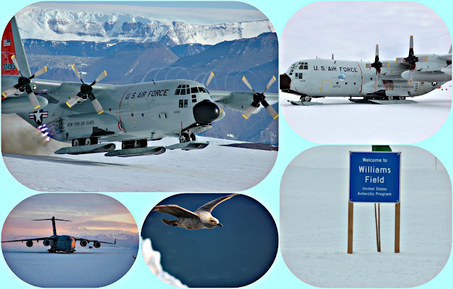 Taking flight at Willie Field on Ross Island in Antarctica from C-130's to Skua Birds