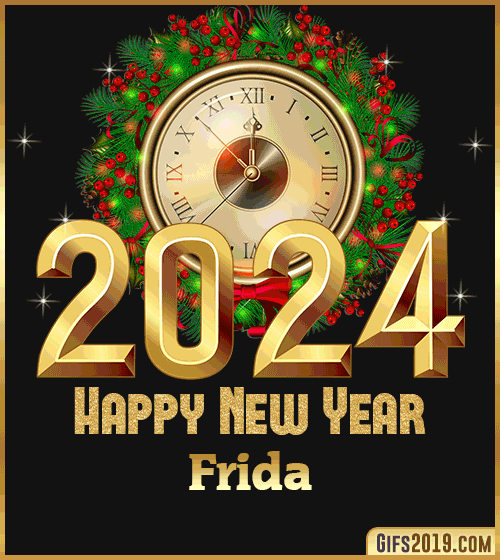 Gif wishes Happy New Year 2024 Frida